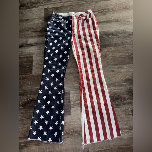 Judy Blue Pants - Judy Blue Patriotic Stars & Stripes Bootcut Jeans - Navy, Red, White